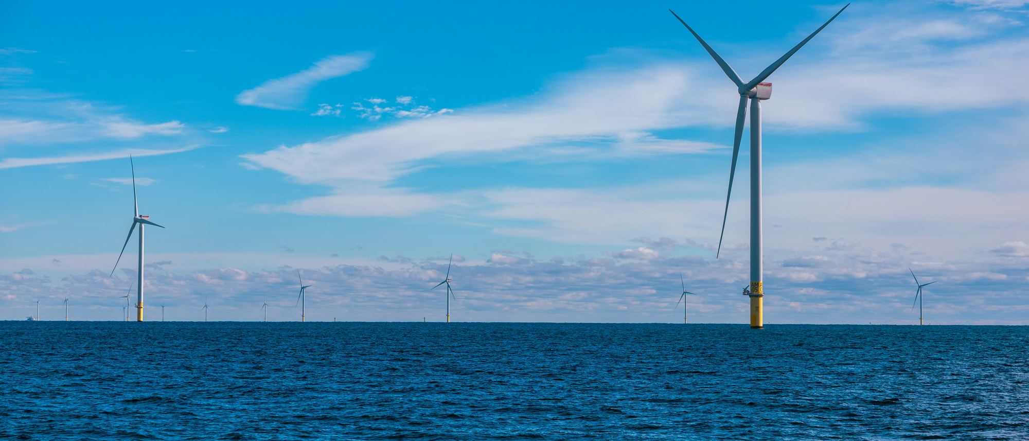 Offshore wind turbines at sea